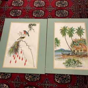 Set 2 Framed JaPanese Silk Hand Embroidered